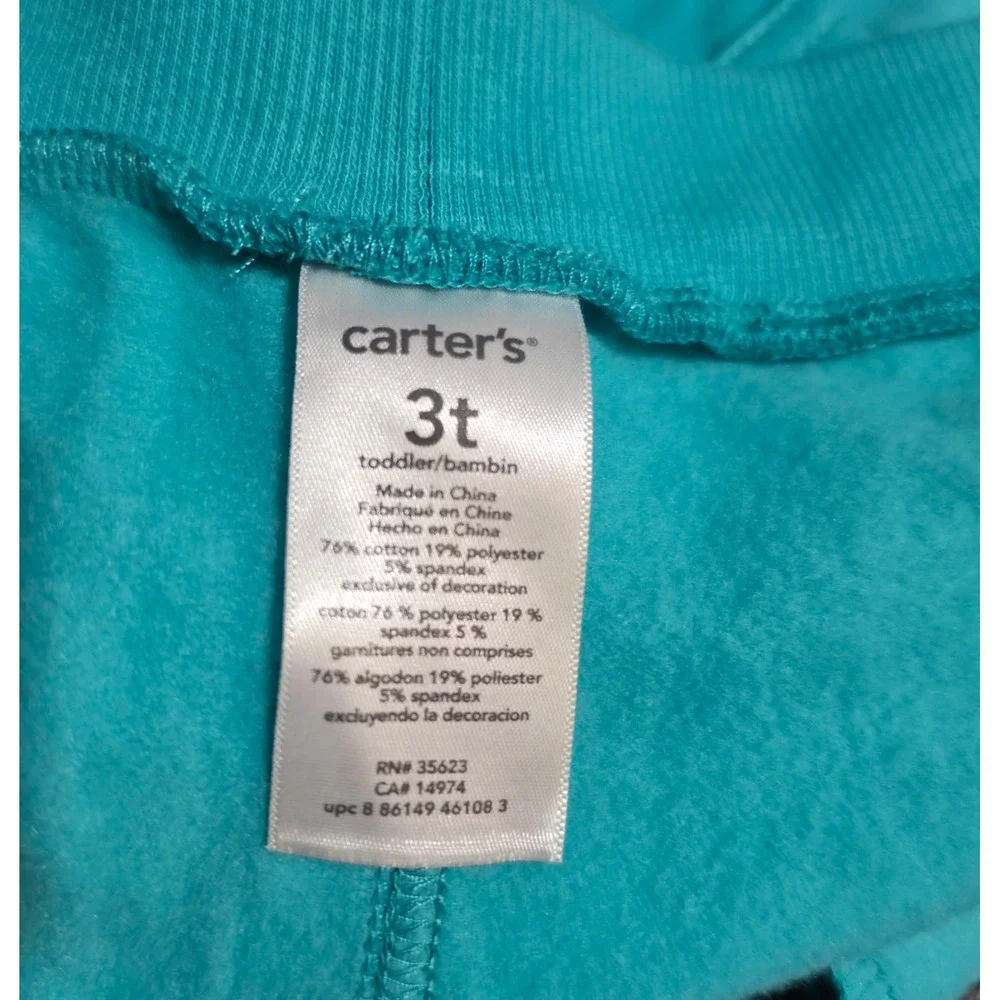 Carters Playwear Toddler Boys Teal Blue Fleece Cargo Jogger Pants 3T NEW